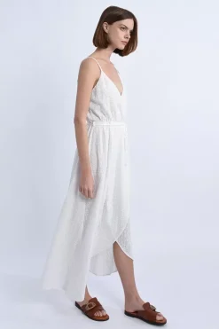 Robe longue portefeuille buste croisé