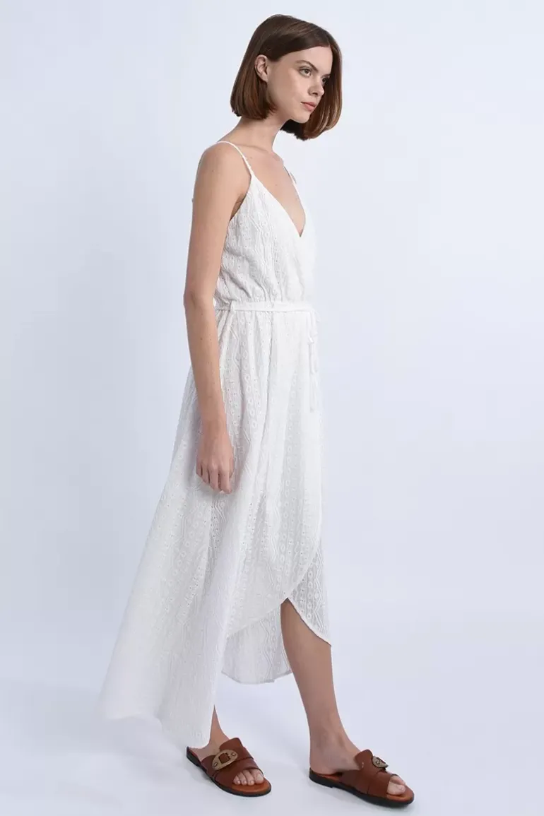 Robe longue portefeuille buste croisé