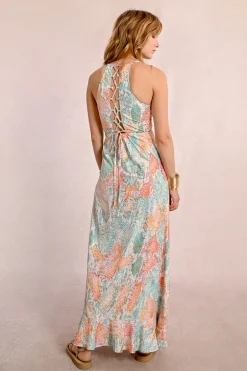 Robe longue portefeuille imprimée