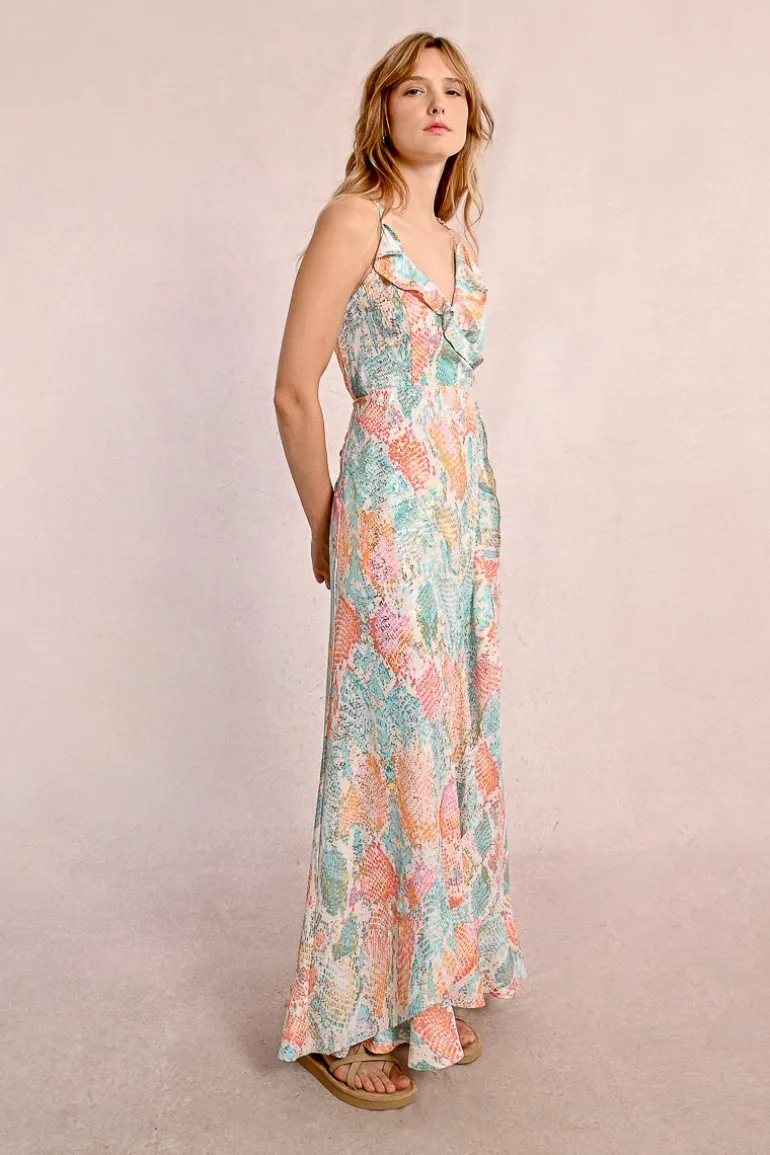 Robe longue portefeuille imprimée