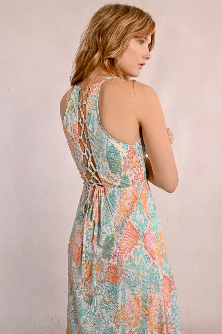 Robe longue portefeuille imprimée