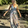 Robe longue satinée