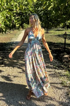 Robe longue satinée