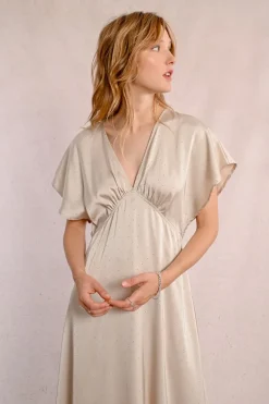 Robe longue satinée