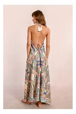 Robe longue satinée