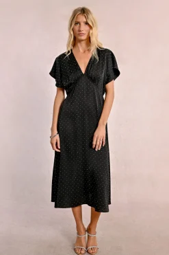 Robe longue satinée