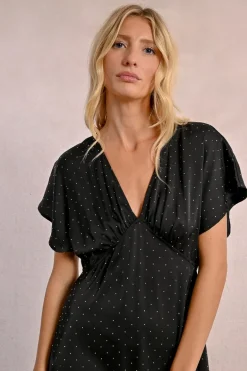 Robe longue satinée