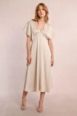 Robe longue satinée