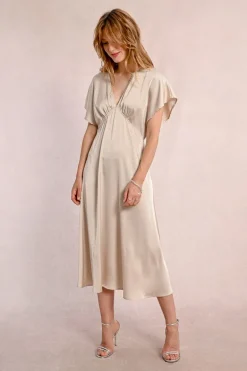 Robe longue satinée
