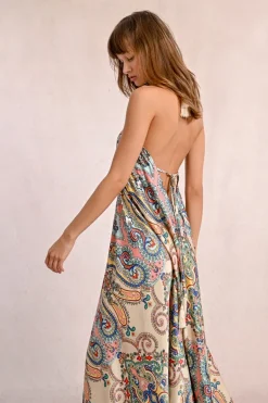 Robe longue satinée