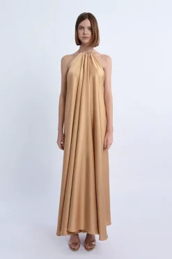 Robe longue satinée