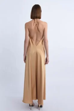 Robe longue satinée