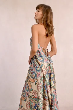 Robe longue satinée