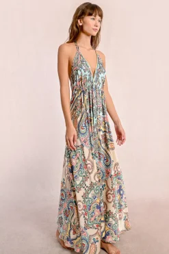 Robe longue satinée