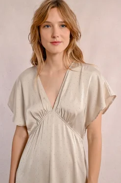 Robe longue satinée