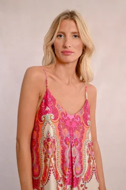 Robe longue satinée à bretelles
