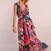 Robe longue semi-transparente à imprimé