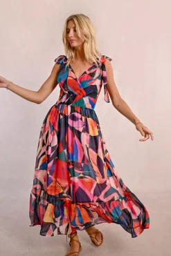 Robe longue semi-transparente à imprimé