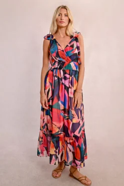 Robe longue semi-transparente à imprimé