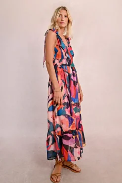 Robe longue semi-transparente à imprimé