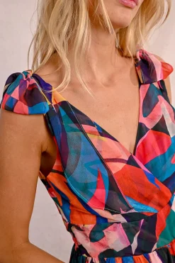 Robe longue semi-transparente à imprimé