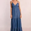 Robe longue volantée en Tencel