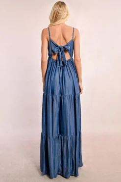 Robe longue volantée en Tencel