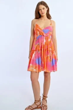 Robe plissée colorée