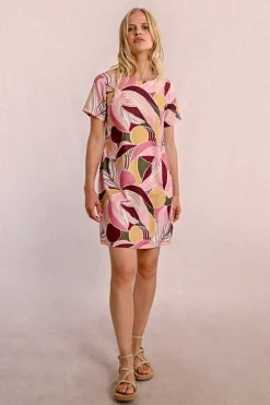 Robe t-shirt droite à imprimé