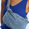 Sac banane en jean motif c艙ur