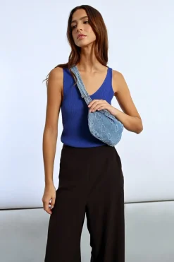 Sac banane en jean motif c艙ur