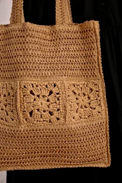 Sac cabas en paille ajouré