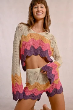 Short de plage en crochet