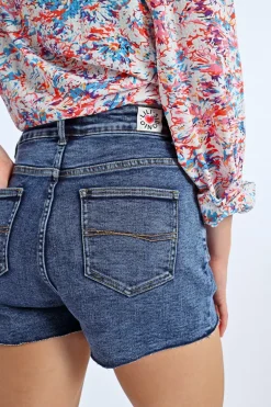 Short en jean à franges