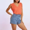 Short en jean à strass