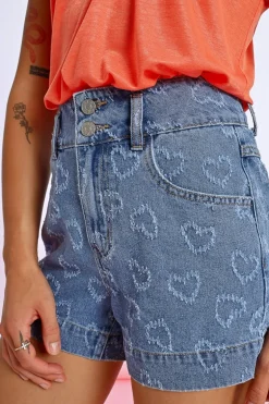 Short en jean à strass