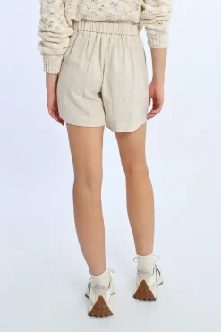 Short en lin, taille haute