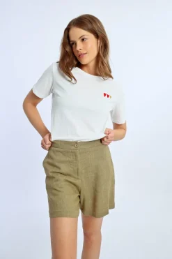 Short en lin, taille haute