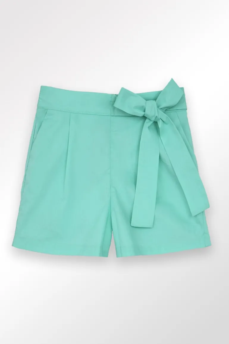 Short en popeline, nouable à la taille
