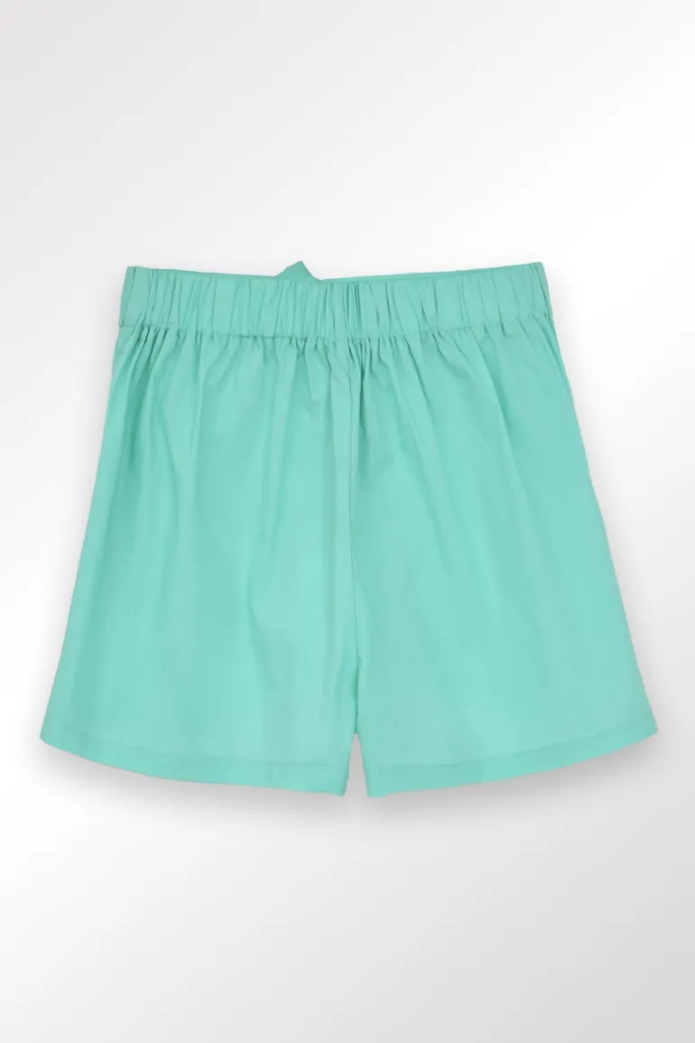 Short en popeline, nouable à la taille