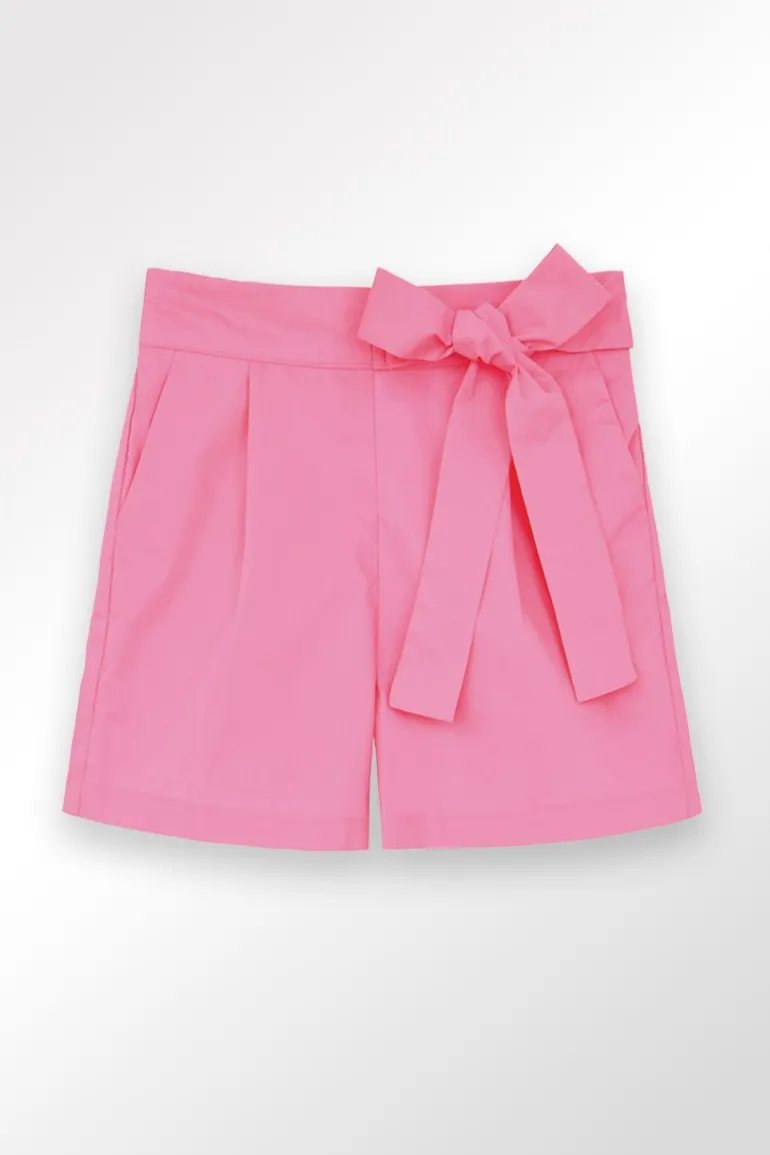 Short en popeline, nouable à la taille
