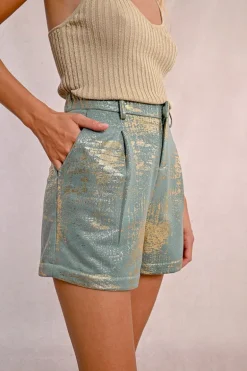 Short irisé taille haute