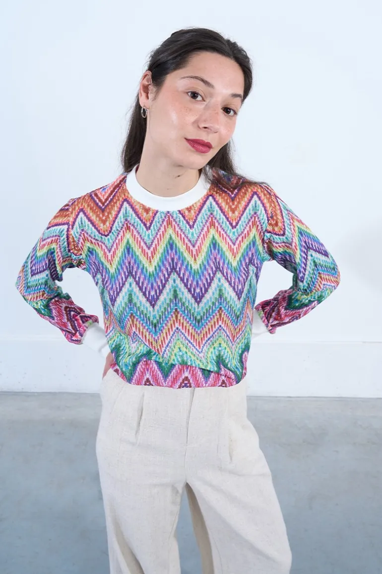 Sweat en maille multico