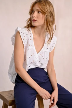 Top en broderie ajourée