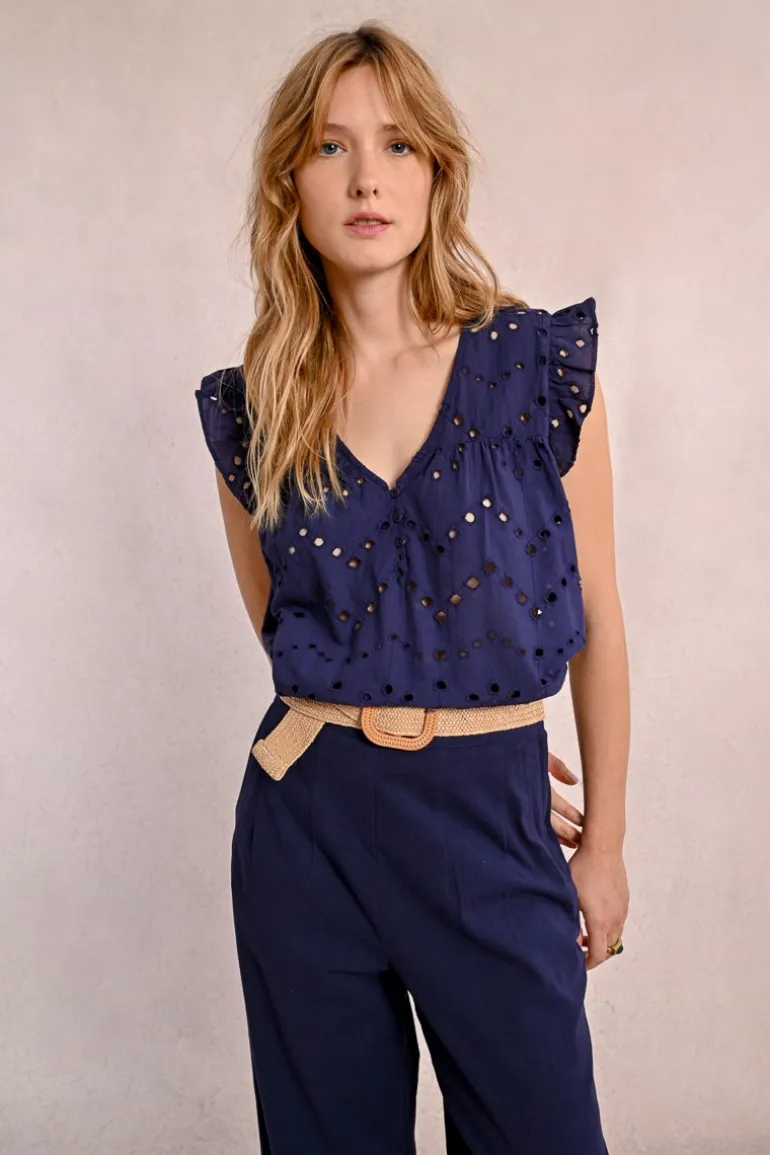 Top en broderie ajourée