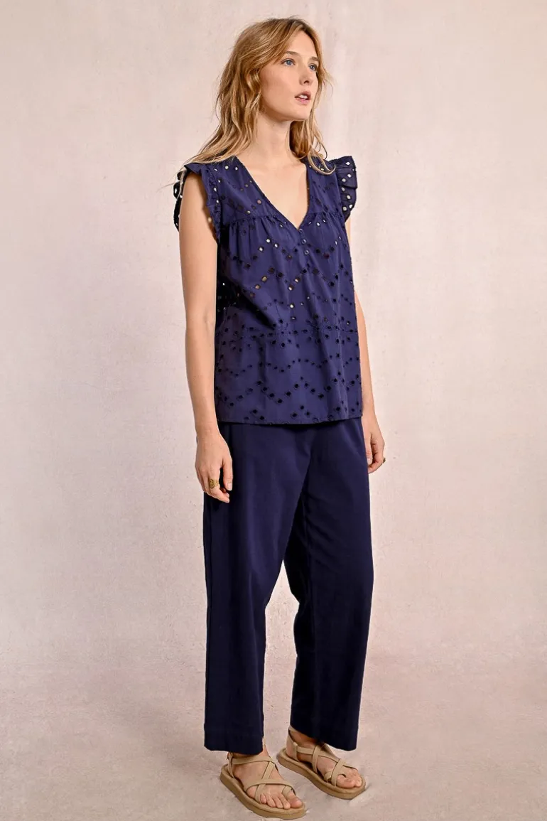 Top en broderie ajourée