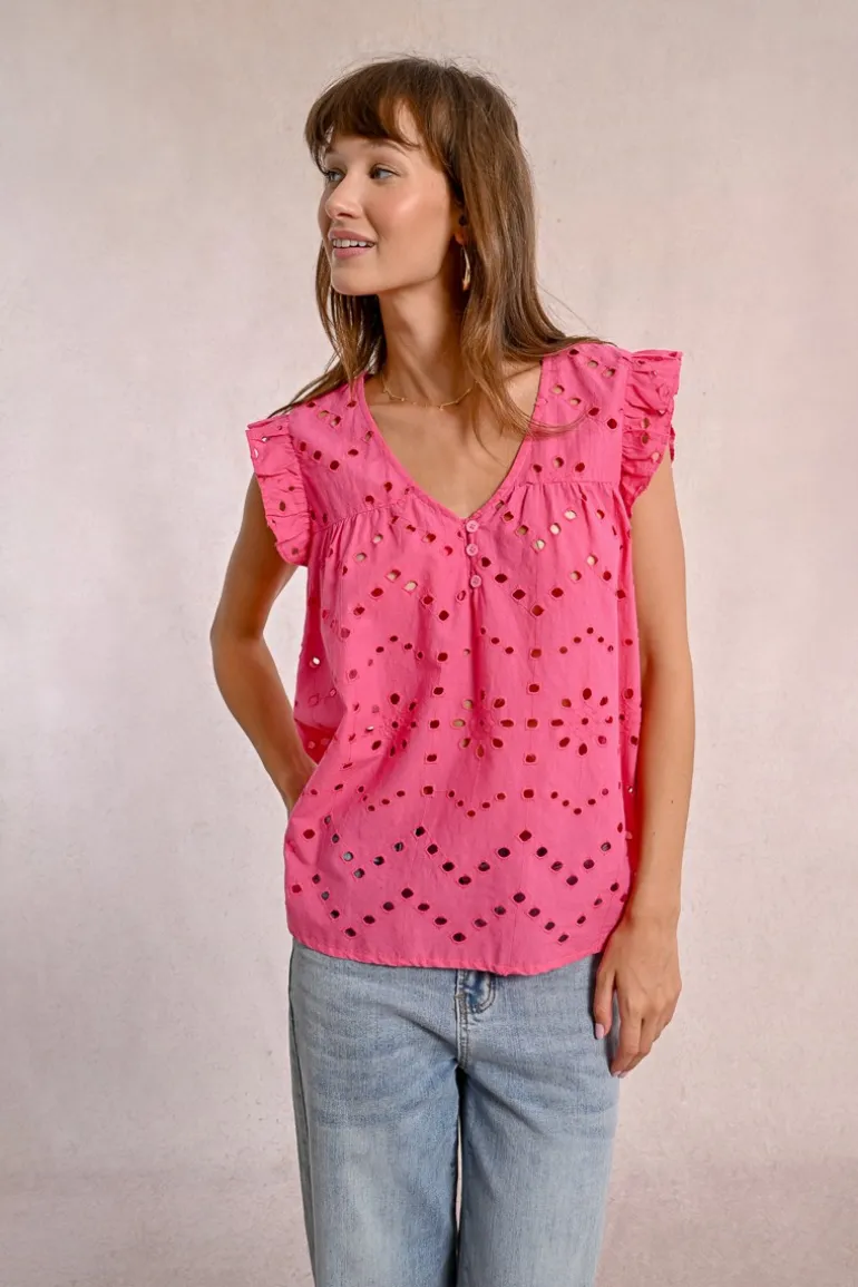 Top en broderie ajourée
