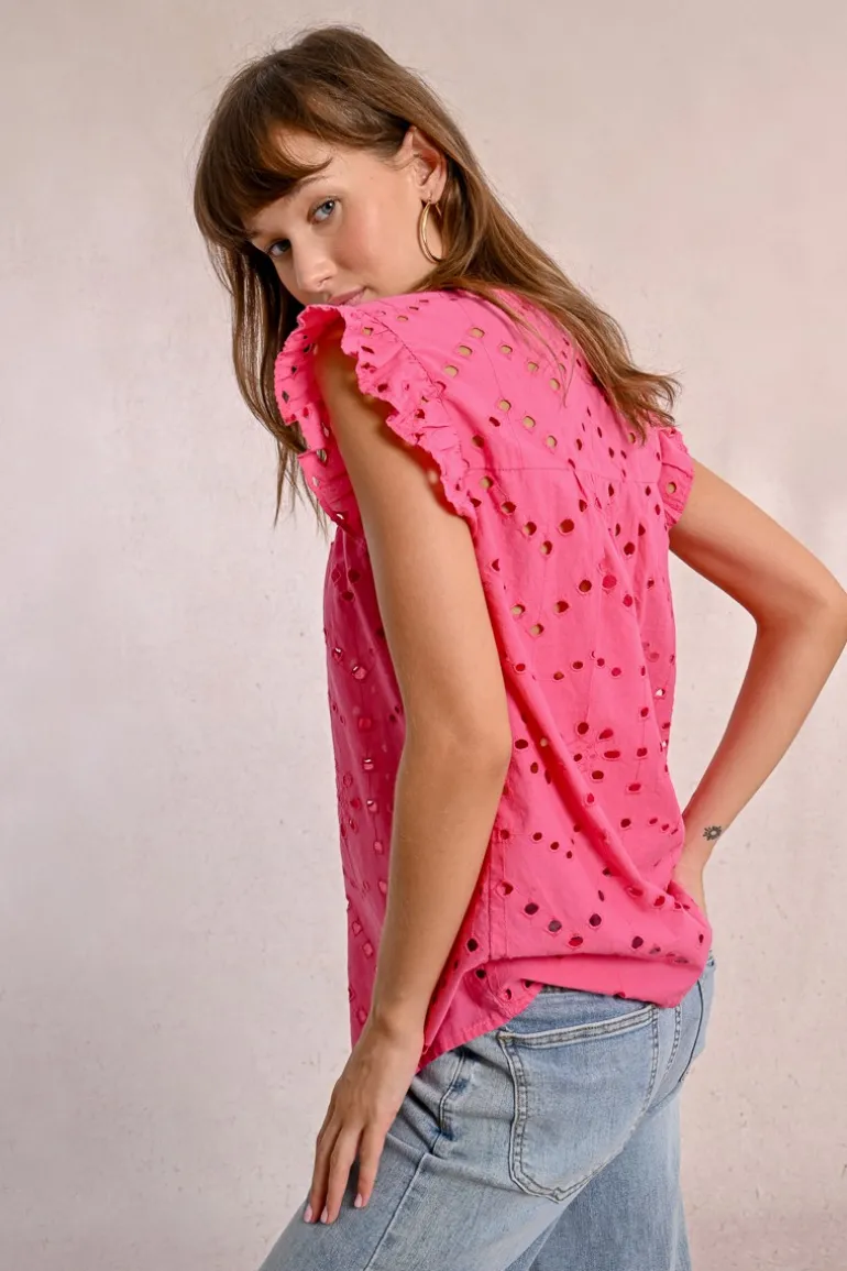 Top en broderie ajourée