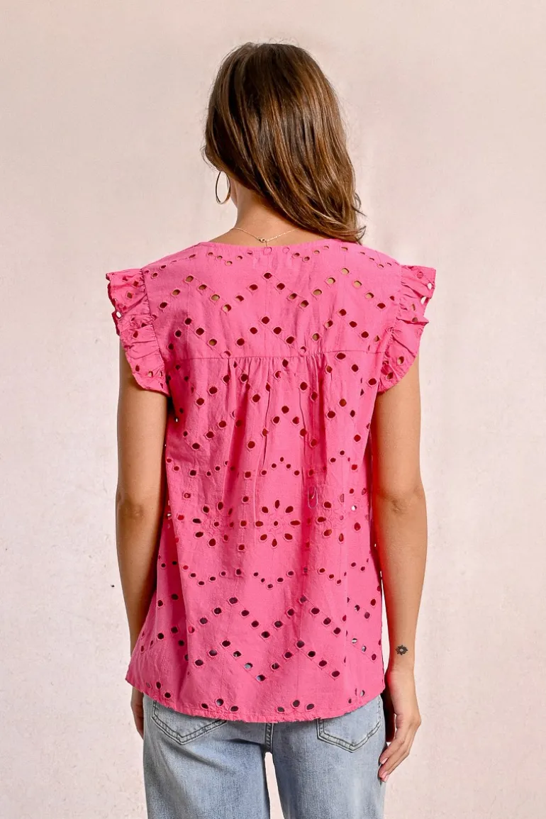 Top en broderie ajourée