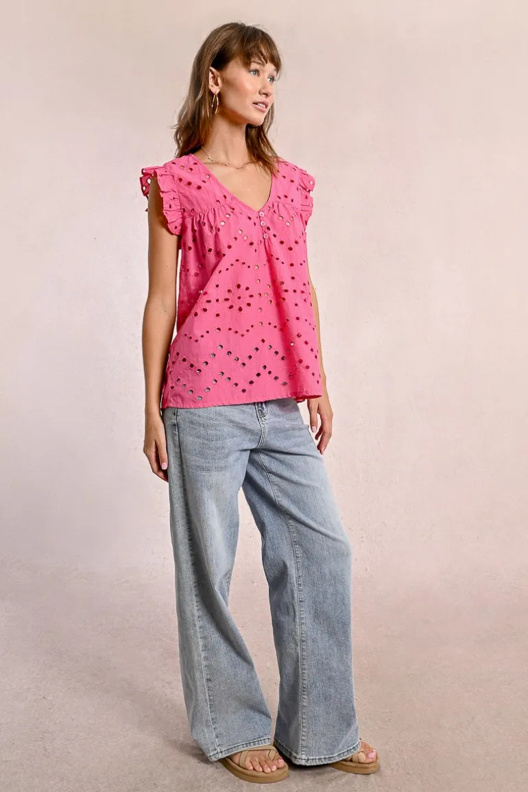 Top en broderie ajourée